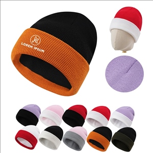 Street Rolled Edge Color Matching Beanie Knitted Warm Hat